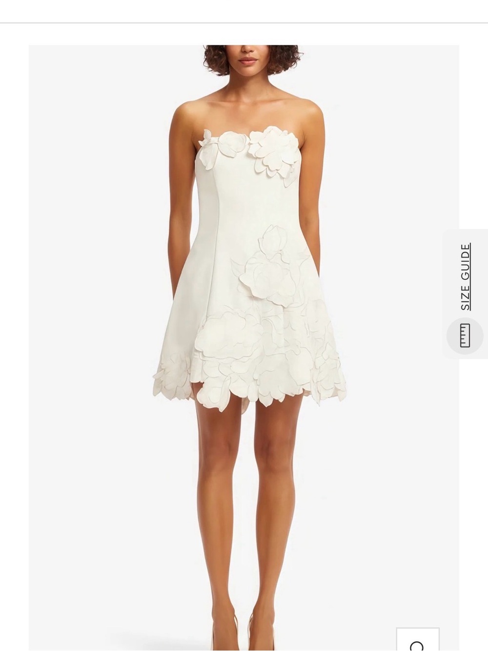 Strapless White Floral Appliqué Mini Dress